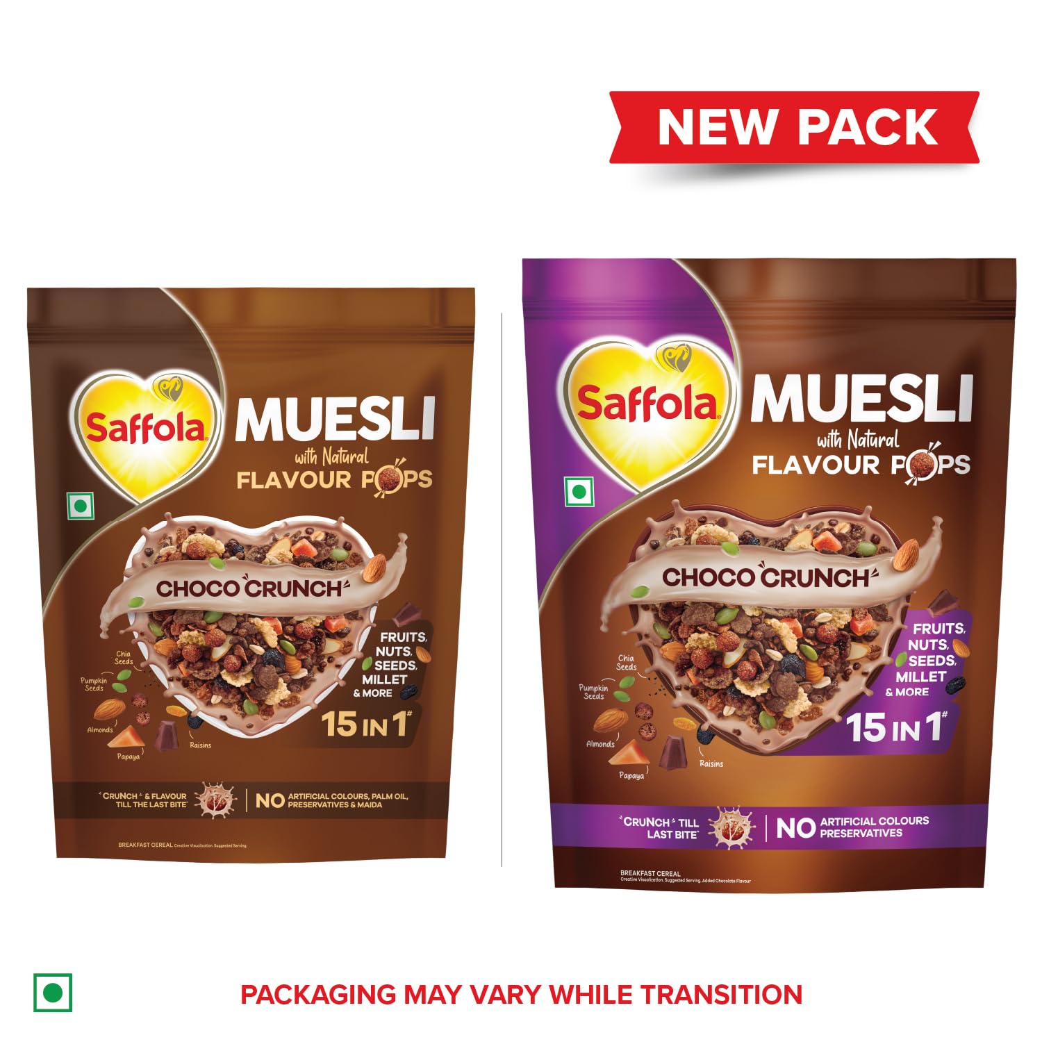 Saffola Muesli Choco Crunch with Flavour Pops, 400 gm/450 gm |