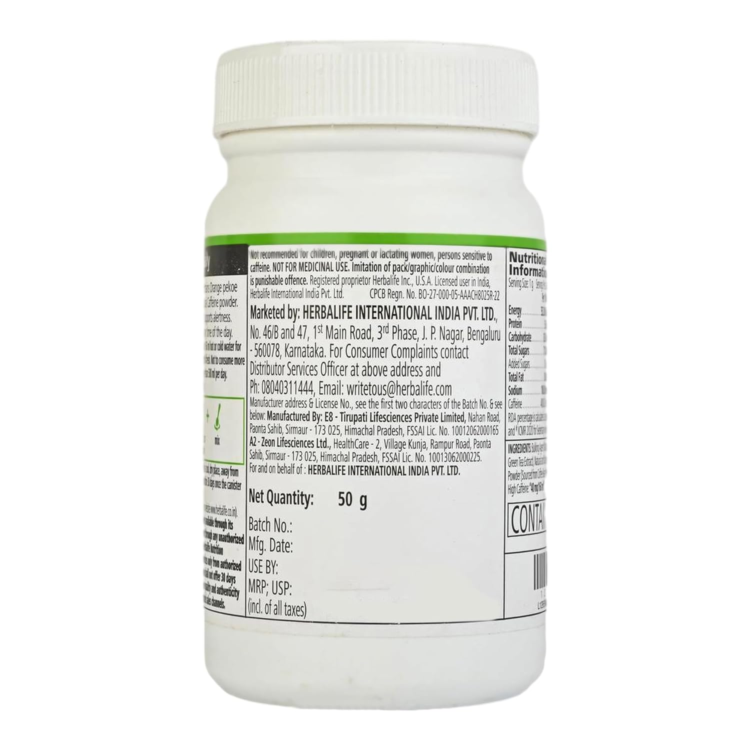 Herbalife Afresh Energy Drink Mix - 50 gm - Lemon