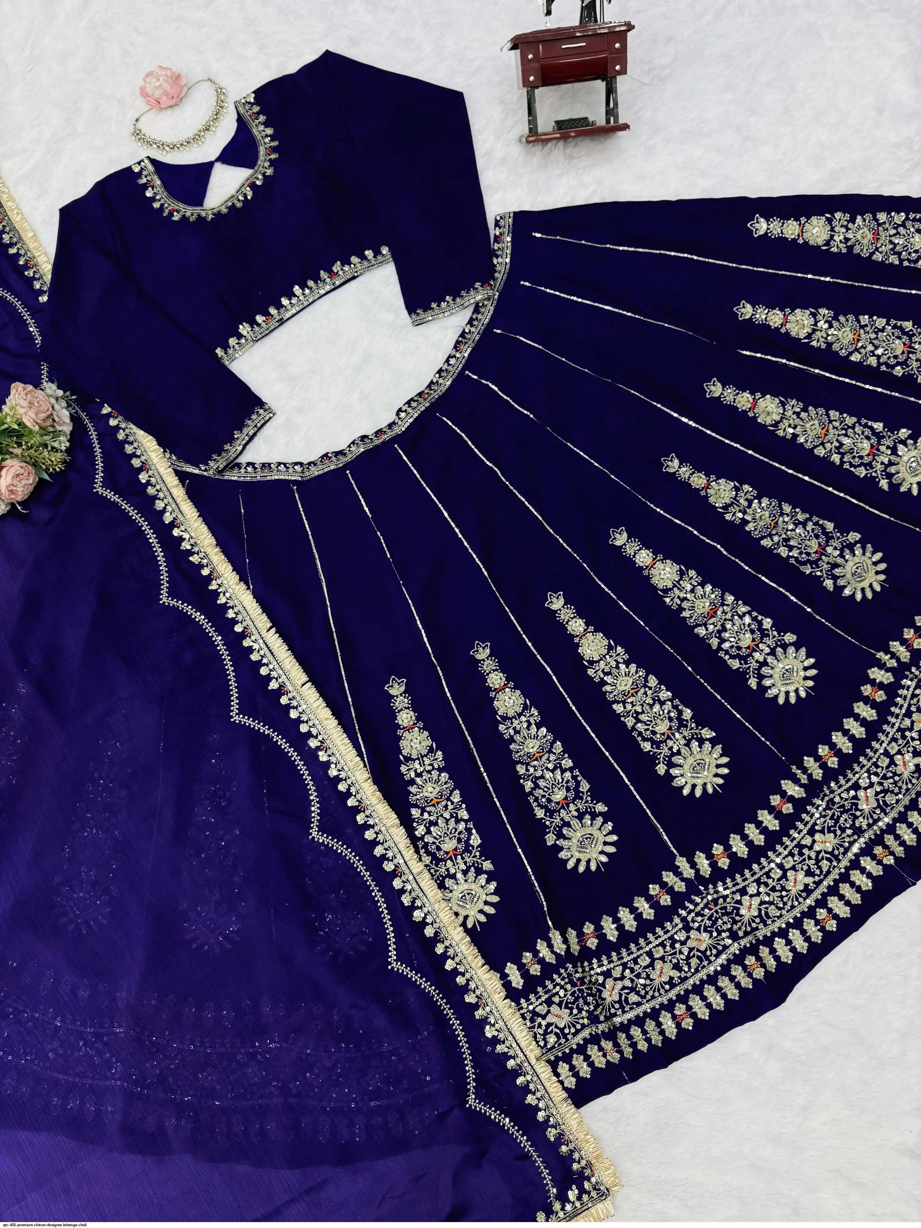 QRC 405 PREMIUM CHINON DESIGNER LEHENGA CHOLI