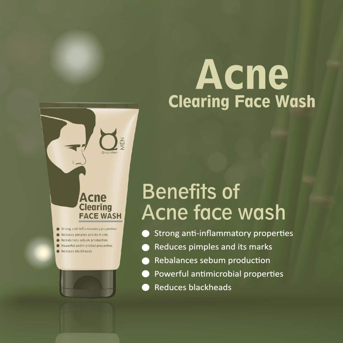 QRAA Men Intense Acne Clearing Face Wash/Cleanser, 100 g