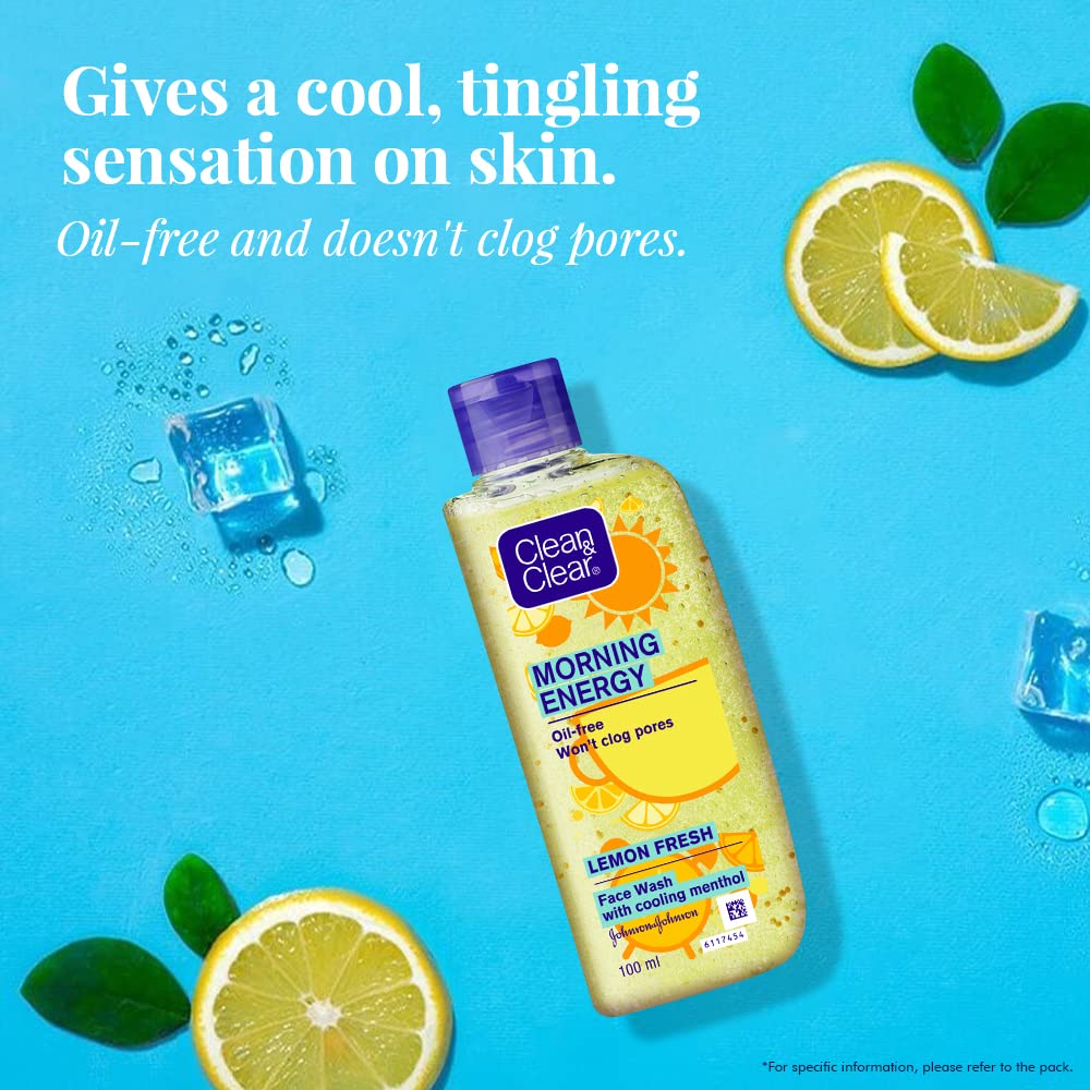 Clean & Clear Morning Energy Lemon Fresh Face Wash, Yellow, 150 ml For clean and clear skin, Brighterskin