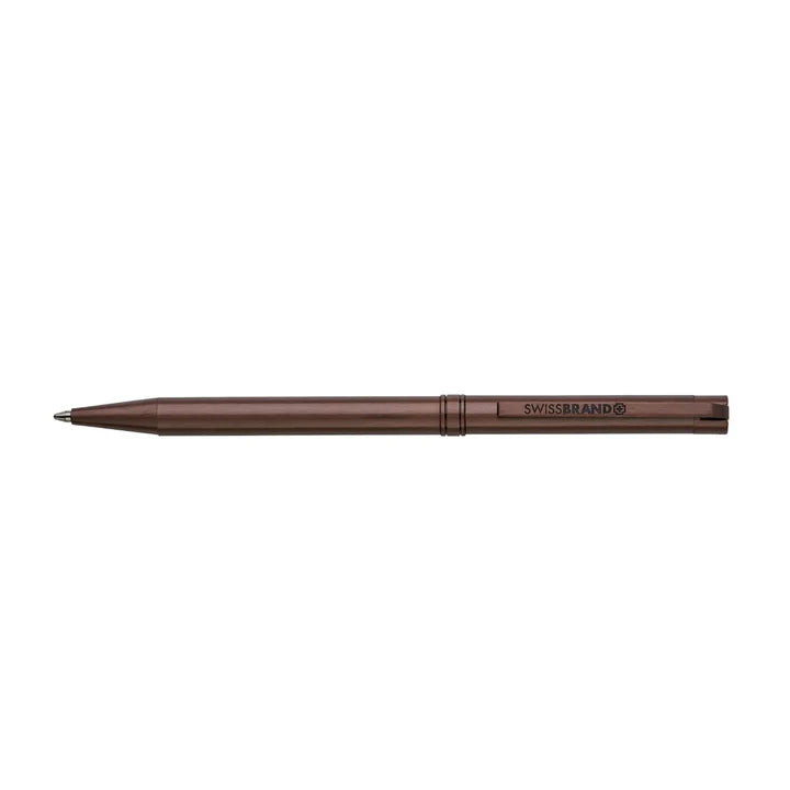 SWISSBRAND Glide 2531 Matte brown Ballpoint Pen with brown trim.
