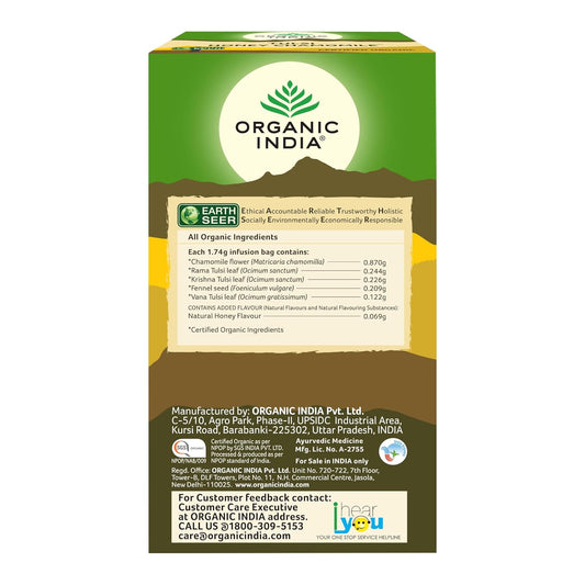 ORGANIC INDIA Tulsi Honey Chamomile 25 Tea Bags, 68 Gram