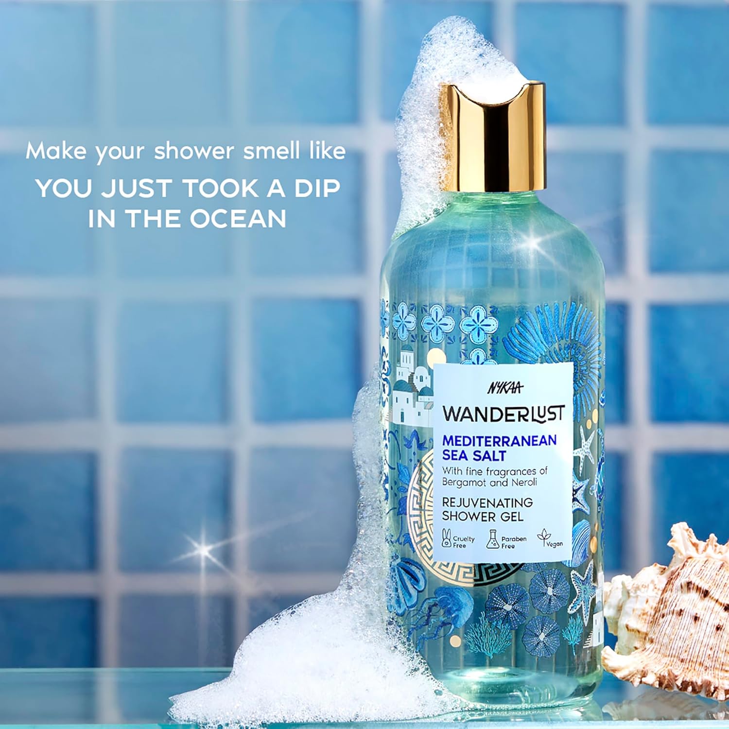 Nykaa Wanderlust Mediterranean Sea Salt Shower Gel, 300 ml|