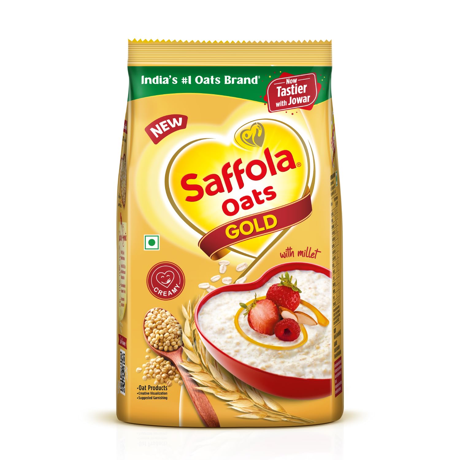 Saffola Oats Gold, Rolled Oats with Jowar Millet | 1500g | High Protein & Fibre | Healthy Cereal for weight loss