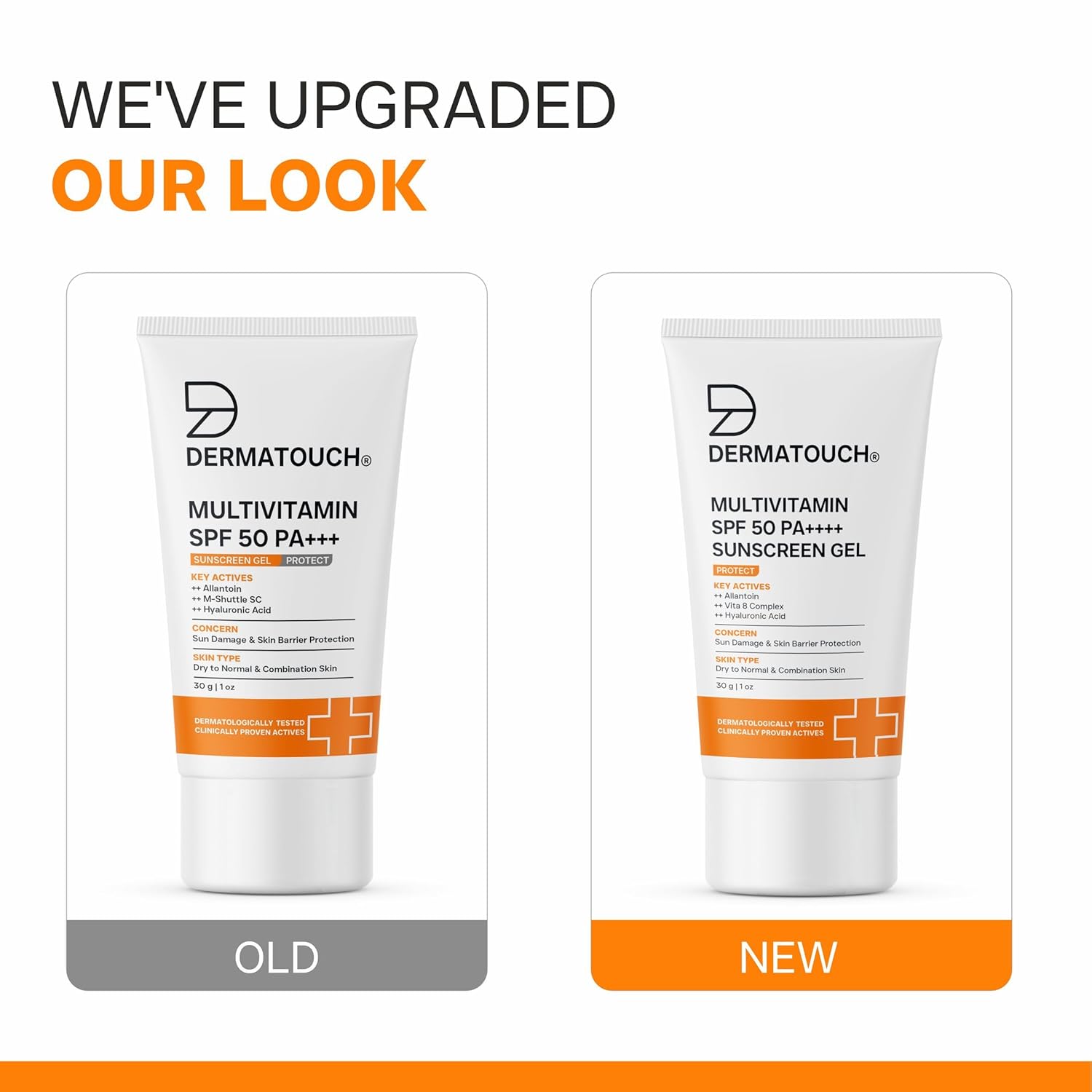 DERMATOUCH Multivitamin SPF 50 PA++++ Sunscreen Gel | Broad Spectrum UVA-UVB Protection | Zero White Cast | Helps Reduce Sun Damage & Skin Barrier Protection | For All Skin Types | 30g