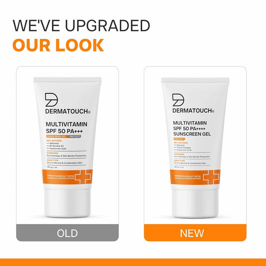 DERMATOUCH Multivitamin SPF 50 PA++++ Sunscreen Gel | Broad Spectrum UVA-UVB Protection | Zero White Cast | Helps Reduce Sun Damage & Skin Barrier Protection | For All Skin Types | 30g