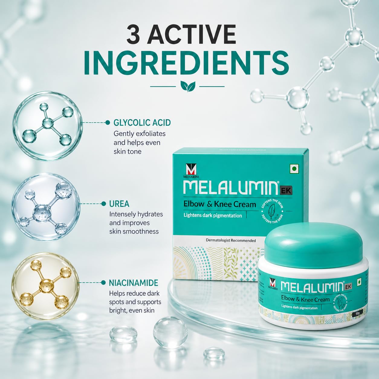 MELALUMIN EK Elbow & Knee Cream 50g | Depigmentation Skincare for Dark Elbows, Knees & Rough Skin