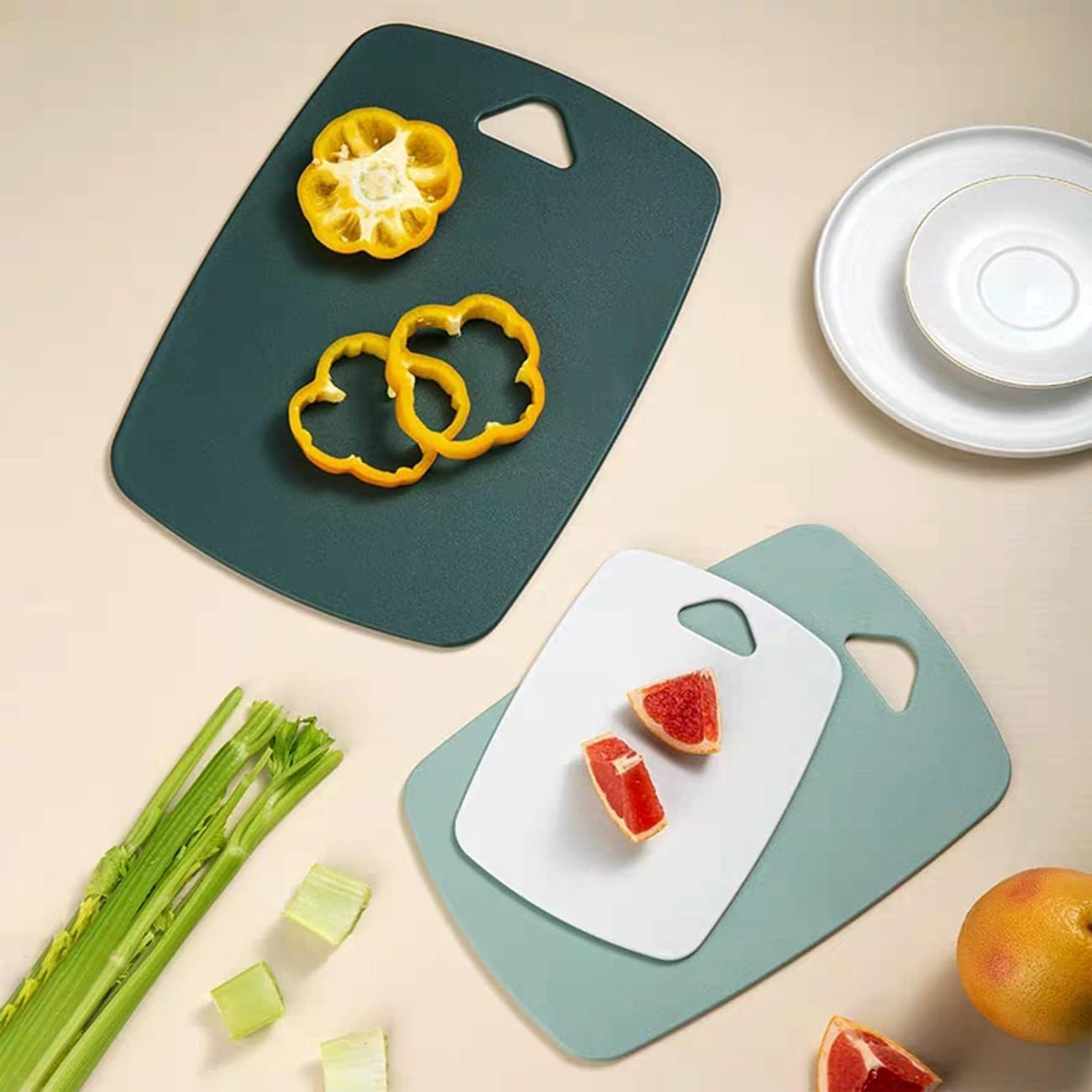 JD FRESH Plastic Chopping Board Set with Hanging Holes/Home Use Cutting Board/Chopping Board for Kitchen/Vegetable Cutting Board for Veggies, Fruits, with Easy Grip Handle (Set of 3)