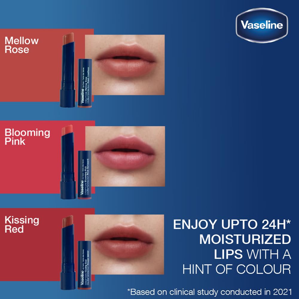 Vaseline Lip Care | Colour+Care Mellow Rose Tinted Lip Balm Stick | up to 24Hr* moisturization | with manuka honey | 3g