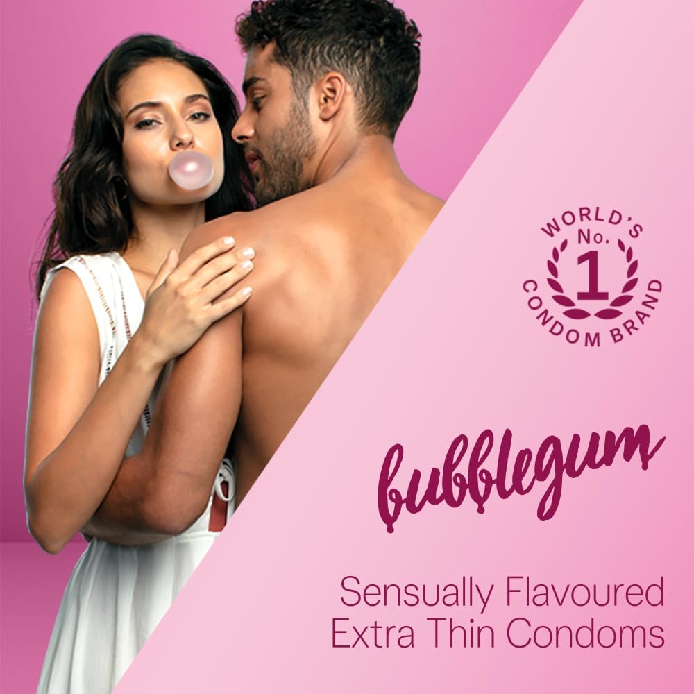 Durex Extra Thin Bubblegum Flavoured Condoms for Men-10s