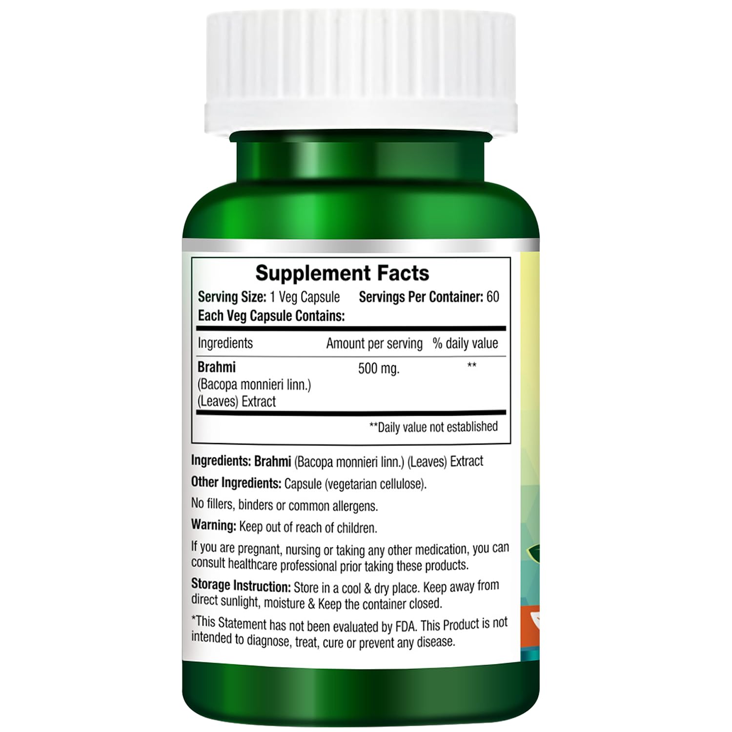 Morpheme Remedies Bacopa Brahmi Extract - 500 mg (60 Capsules)