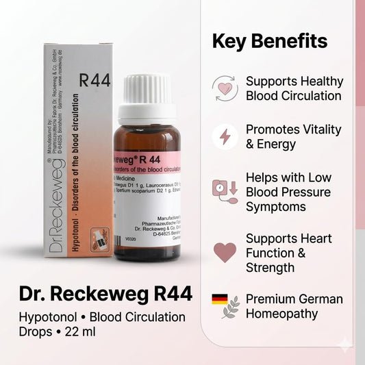 Dr Reckeweg R44 Drops Homeopathic Medicine Blood Circulation Disorders for blood pressure levels cardiac functions