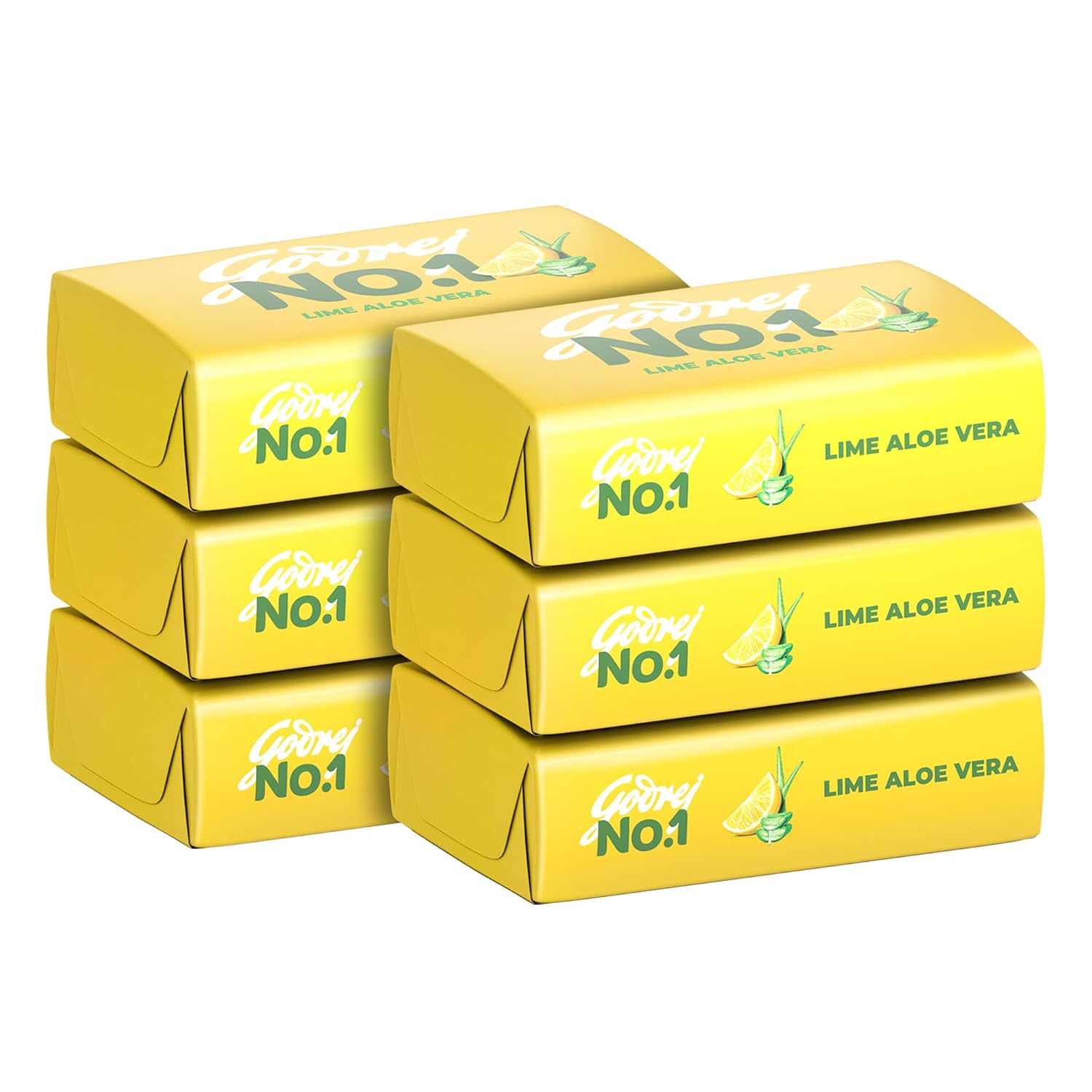 Godrej No.1 Lime & Aloe Vera Soap - Pack of 6 (150g each) - High TFM (Grade 1 Soap) | Soaps For Bath | Long-Lasting Fragrance