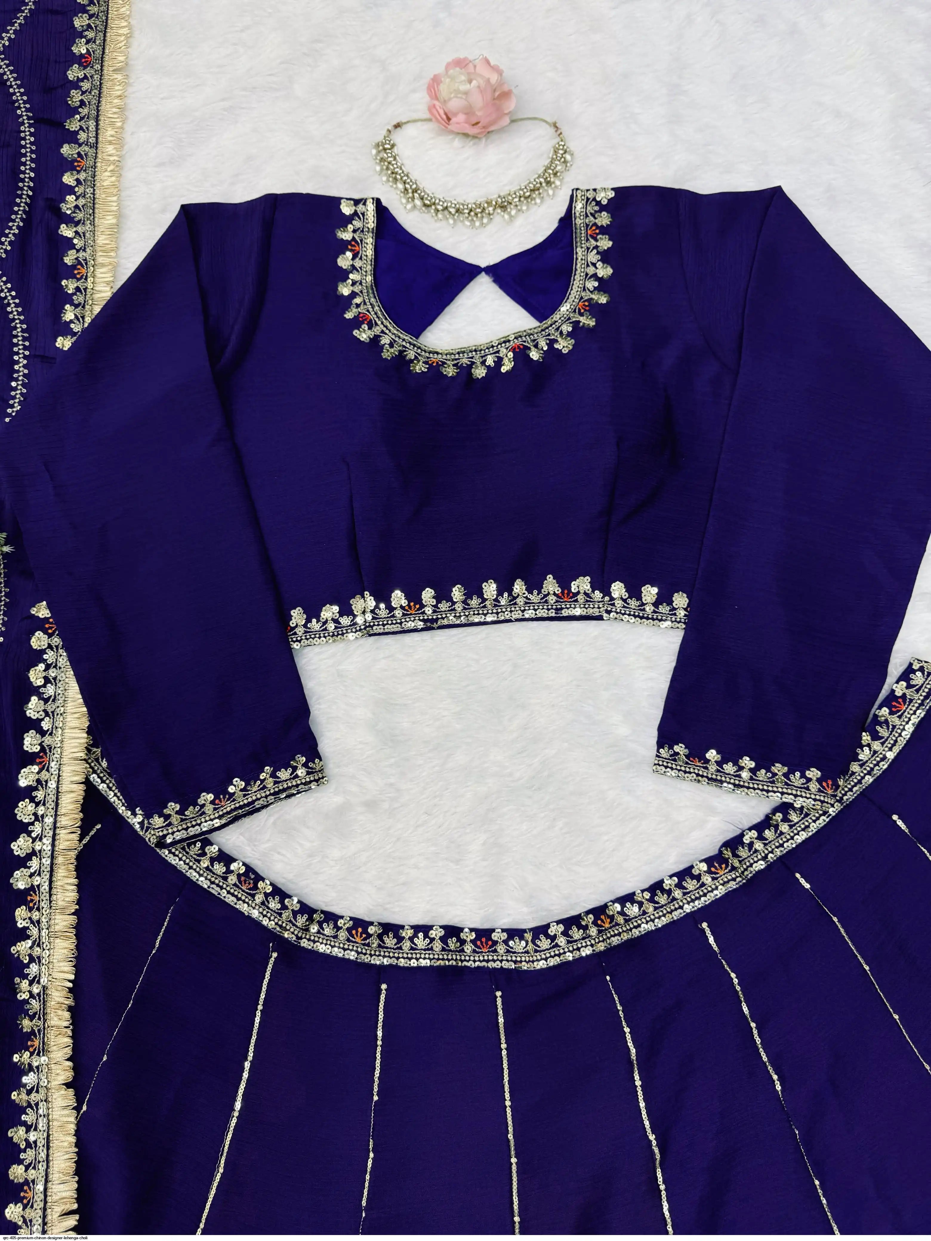 QRC 405 PREMIUM CHINON DESIGNER LEHENGA CHOLI