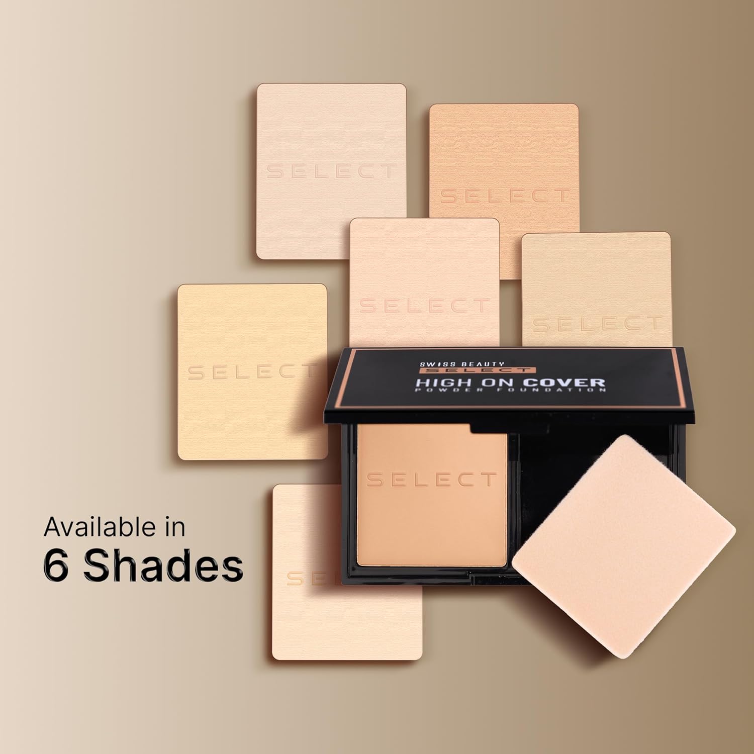 SWISS BEAUTY Matte All Select High On Cover Powder Foundation With Sponge | Waterproof & Oil Controlling | 16-Hour Wear | Shade 04 Nautral Buff, 5.5G