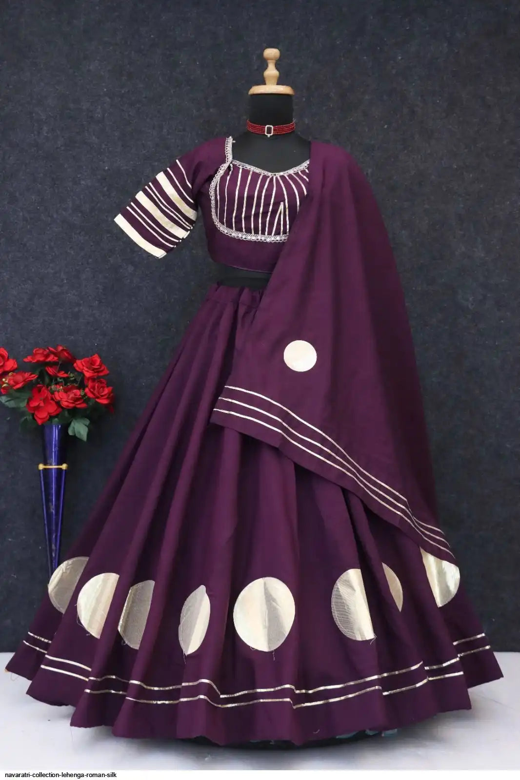 NAVARATRI COLLECTION LEHENGA ROMAN SILK B