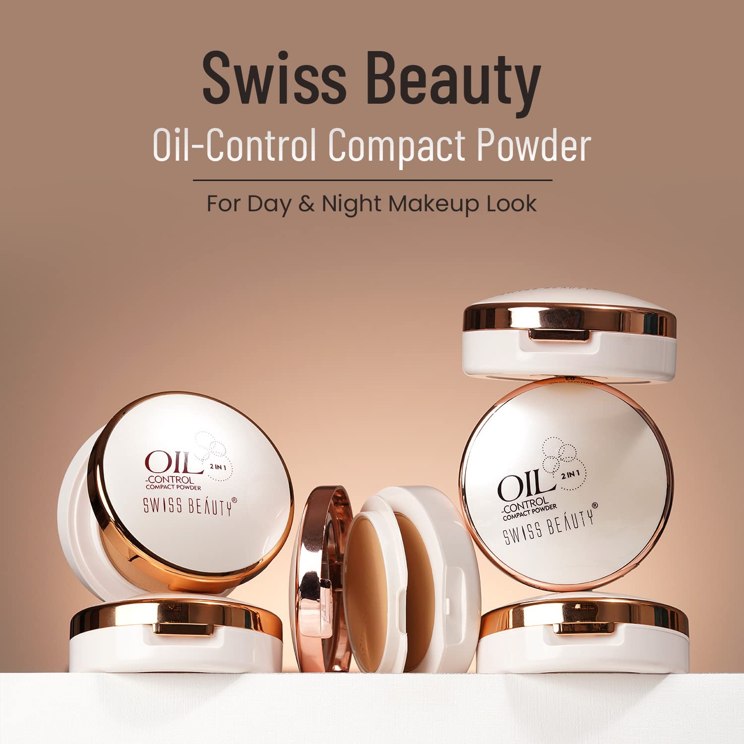 Swiss Beauty Oil Control Compact Powder | Lightweight Compact Powder for Matte Flawless Finish | Face Makeup, Shade - Natural-Nude, 20 gm |