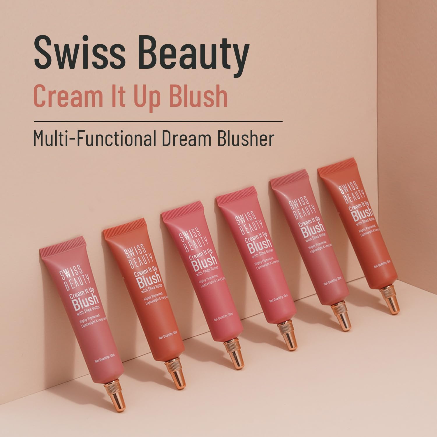 Swiss Beauty Cream It Up Blush | Highly pigmented | Super-blendable | Long-lasting | Enriched with Shea Butter | Multipurpose | Shade-04 Copper Cheeks, 10ml