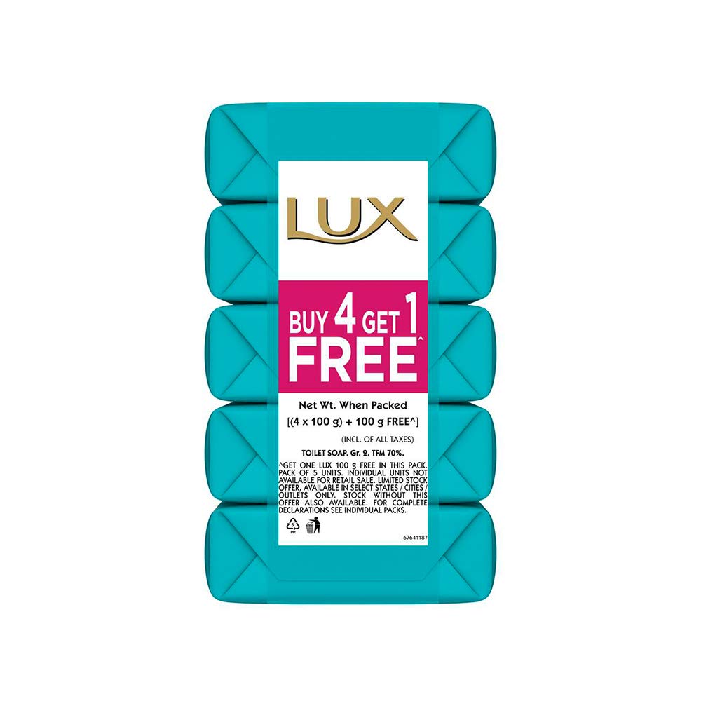 Lux Fresh Splash Water Lily & Cooling Mint Soap Bar|| 100 g (Buy 4 Get 1)