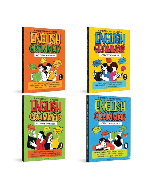 A Wonderland Of Words: English Grammar - Level 1, Level 2, Level 3 and Level 4 Activity Workbook  Combo Paperback