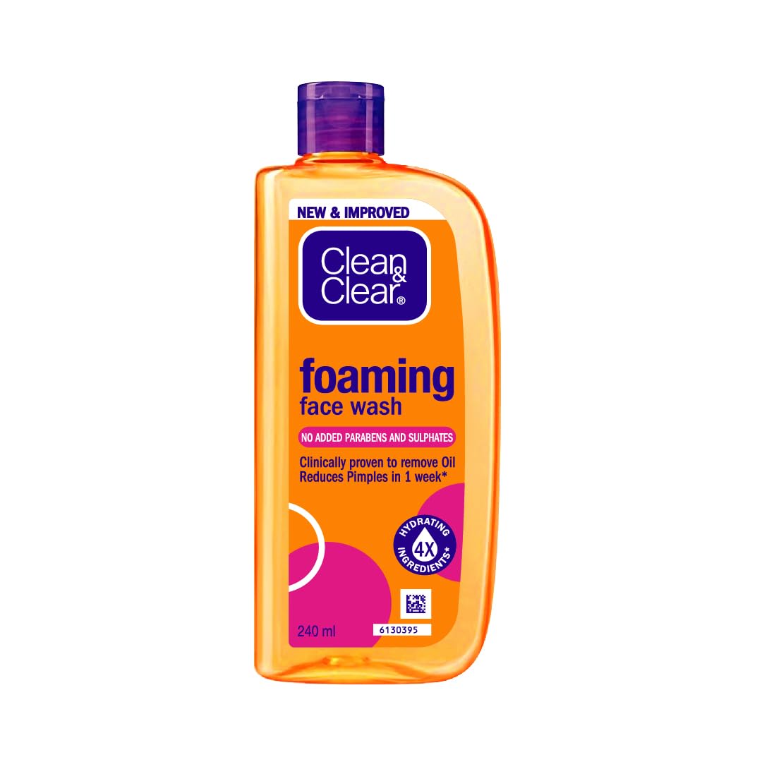 Clean & Clear Foaming Facewash for Oily Skin, Brown, 240ml For Pimples and Blackheads, Oily skin