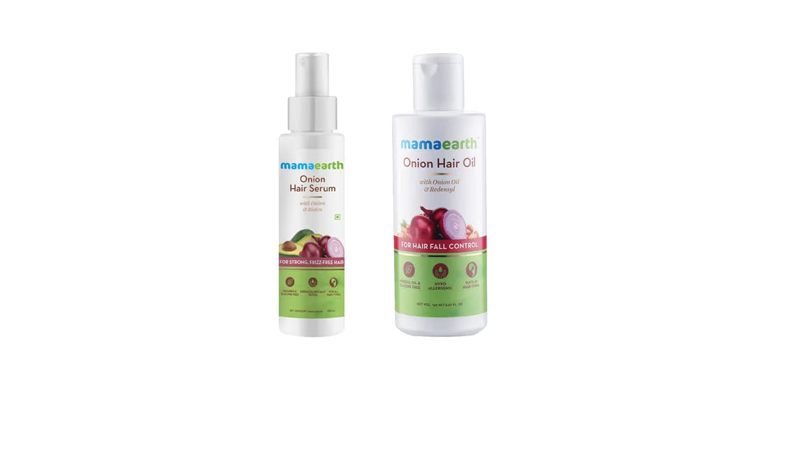 Mamaearth Onion Hair Serum 100 ml & Onion Hair Oil 150 ml - Combo