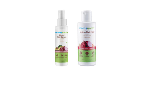 Mamaearth Onion Hair Serum 100 ml & Onion Hair Oil 150 ml - Combo
