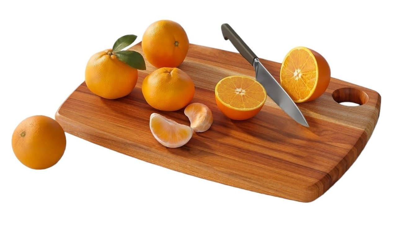 Large Teak Wood Chopping Board 10x14 Inch | Eco-Friendly Natural Wooden, For Kitchen, Meat, Veggies & Fruit, Heavy-Duty Thick Butcher Block