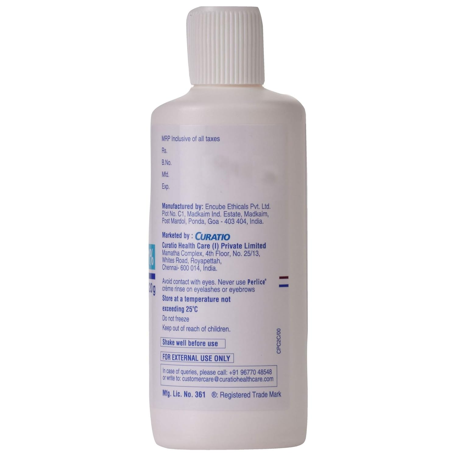 Perlice Creme Rinse - Bottle of 120 g Cream