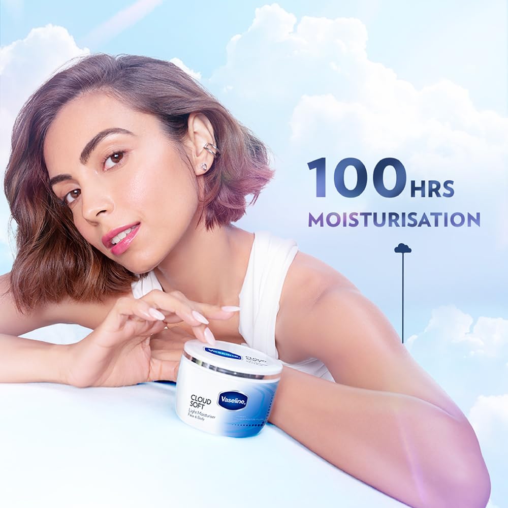 VASELINE Cloud Soft, Light Moisturiser, 300 ml, for Plump, Soft Skin, with Ceramides & Hyaluron Fillers, 10X Hydration Volume, Non-Sticky