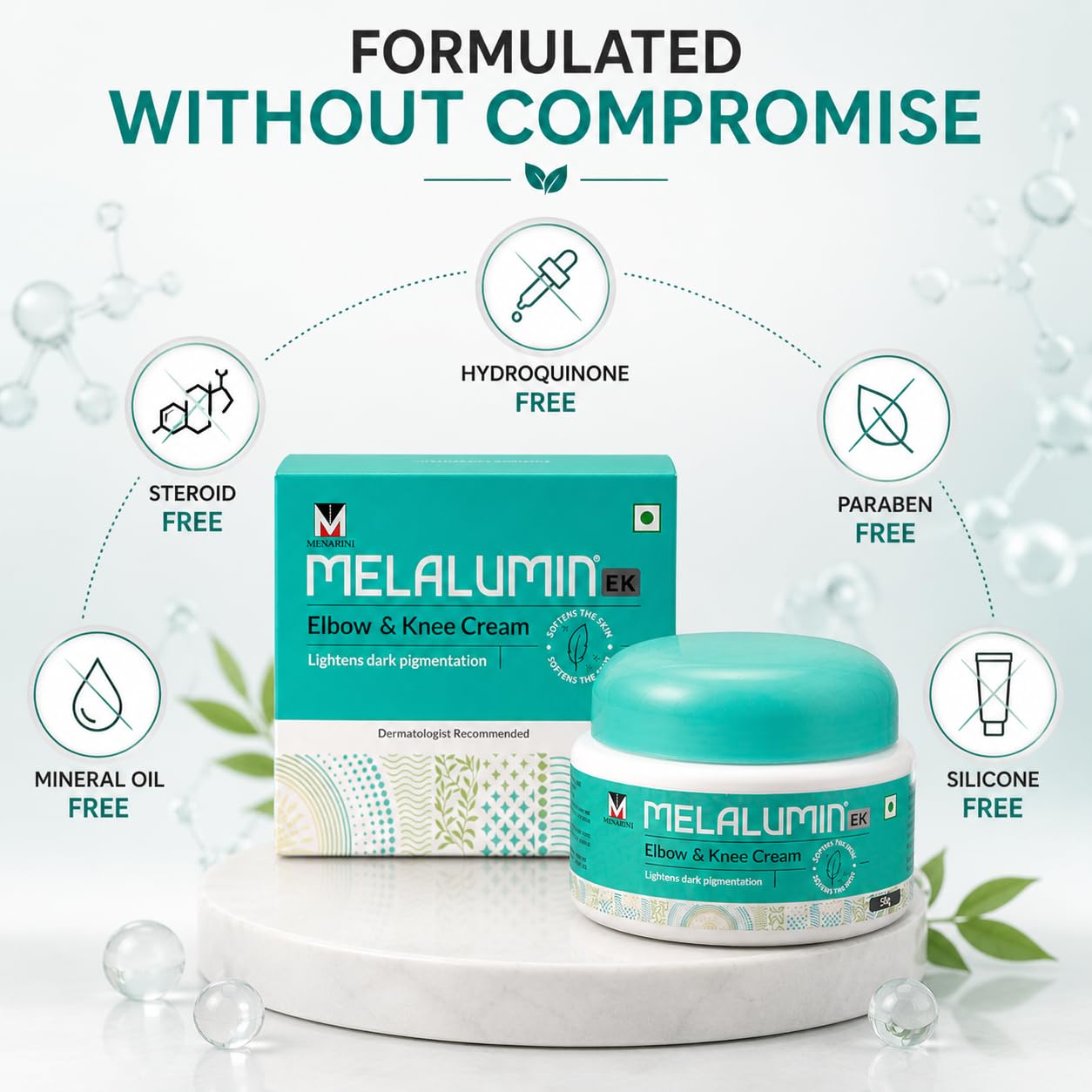 MELALUMIN EK Elbow & Knee Cream 50g | Depigmentation Skincare for Dark Elbows, Knees & Rough Skin