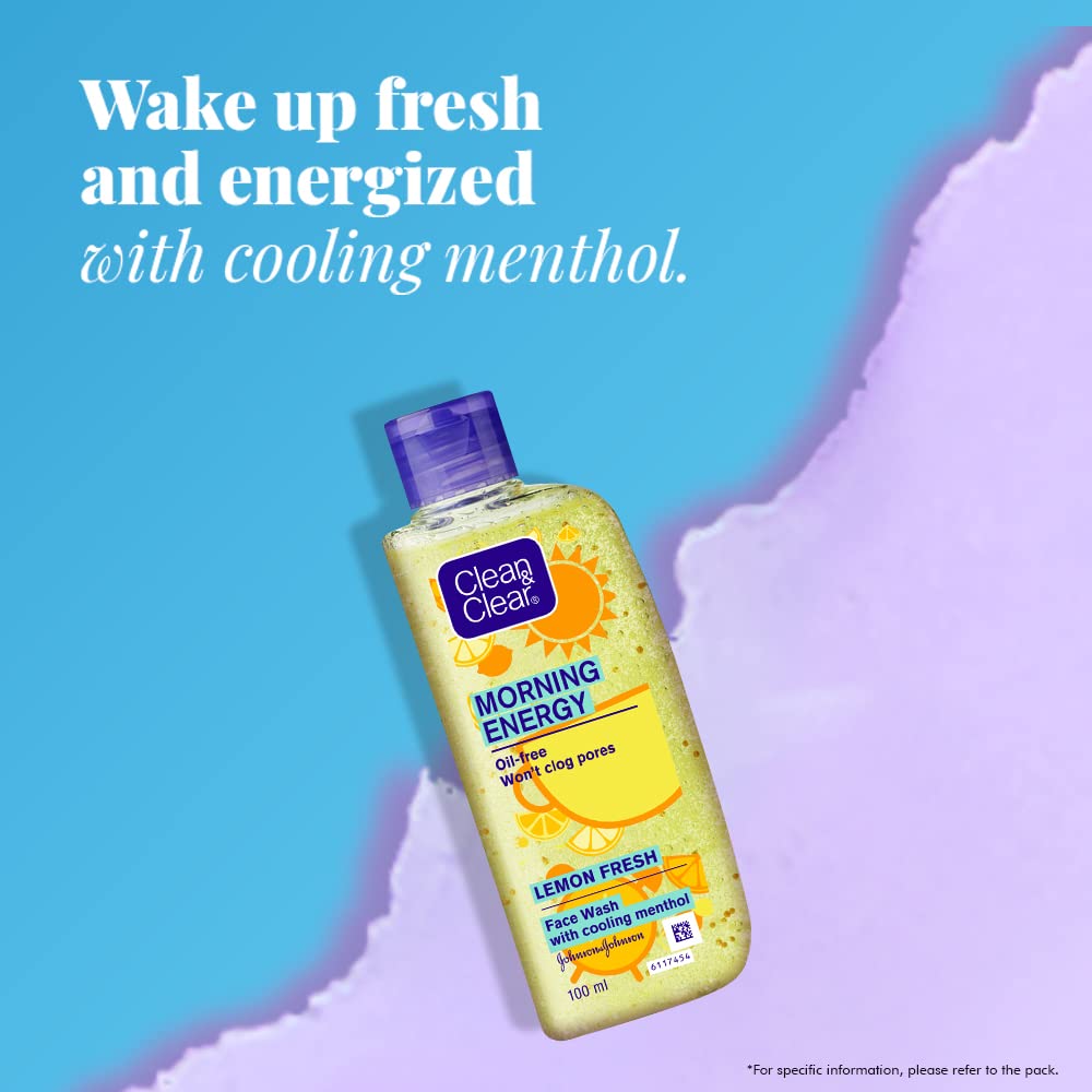 Clean & Clear Morning Energy Lemon Fresh Face Wash, Yellow, 150 ml For clean and clear skin, Brighterskin