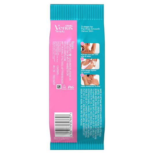 Gillette Venus Simply Venus Pink Hair Removal for Women - 5 razors (B4G1)