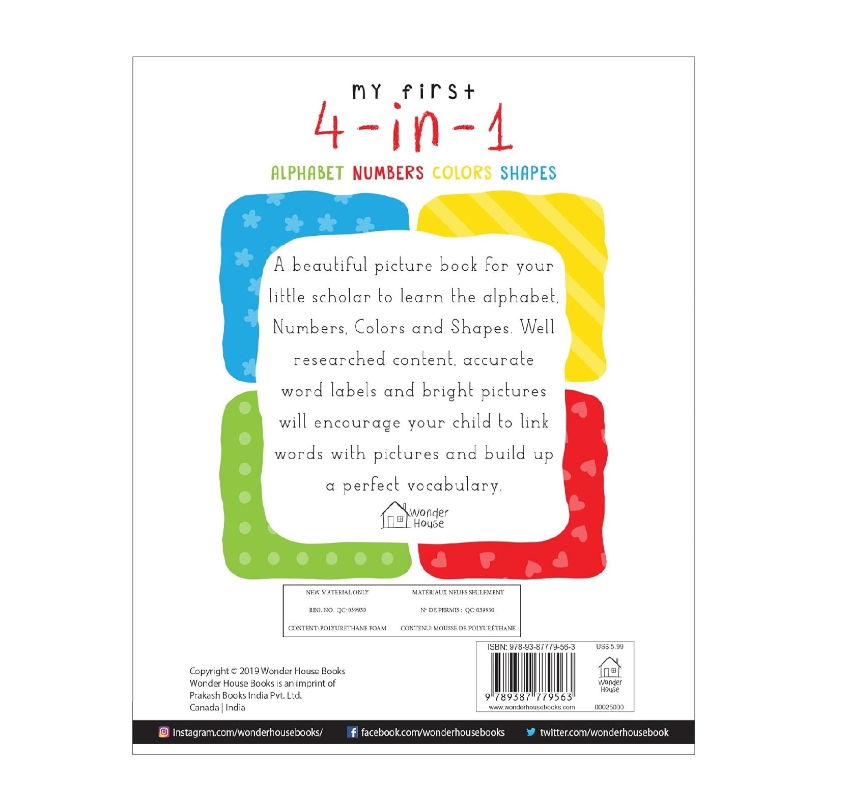 My First 4 in 1: Alphabet, Numbers, Colours, Shapes | Padded Board Book for Kids | Hardcover