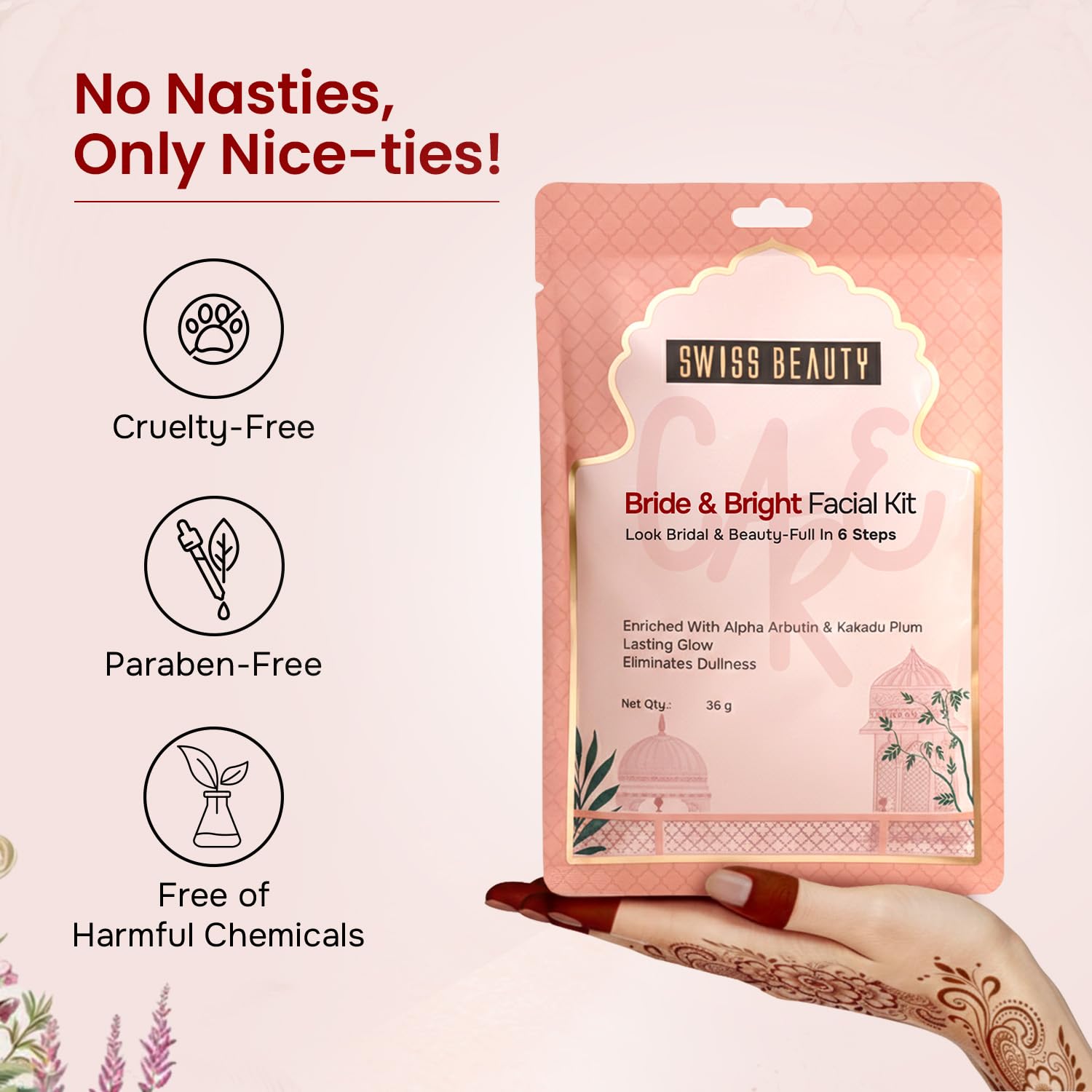 Swiss Beauty Care Bride & Bright Facial Kit | 6 Steps For A Bridal Glow | Cleanses | Brightens | Nourishes | Protects | With Alpha Arbutin & Kakadu Plum | 36g