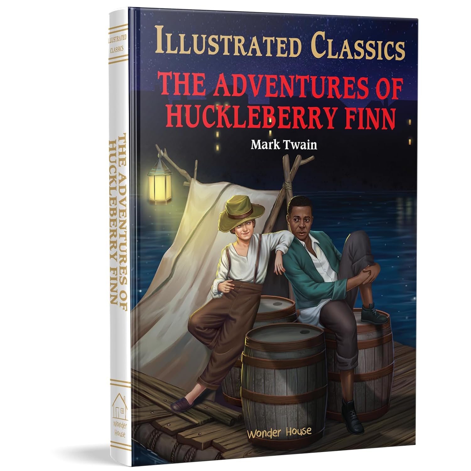 The Adventures of Huckleberry Finn : Illustrated Abridged Children Classic English Novel with Review Questions  Book