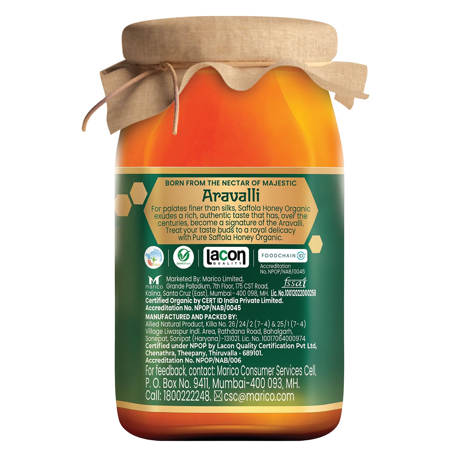 Saffola Wild Forest Organic Honey, 500g, 100% Pure Wild Forest Organic Honey