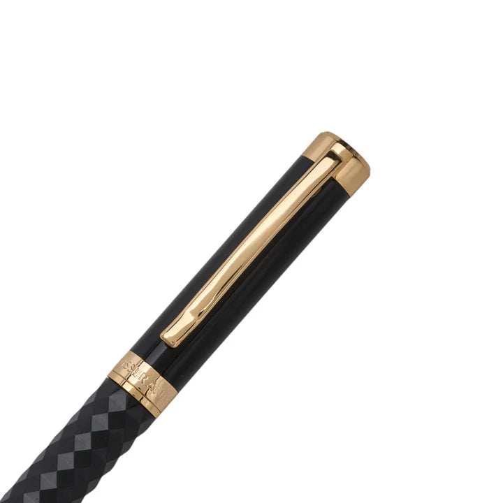 SWISSBRAND Luxe 2513 Black gloss finish Premium composite diamond-shape Fountain Pen with gold trim