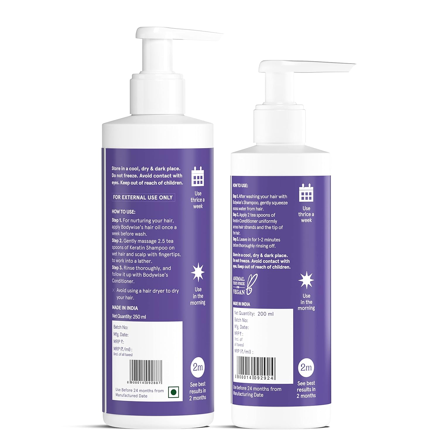 BeBodywise Keratin Hair Fall Control Shampoo - 250ml & Conditioner - 200ml