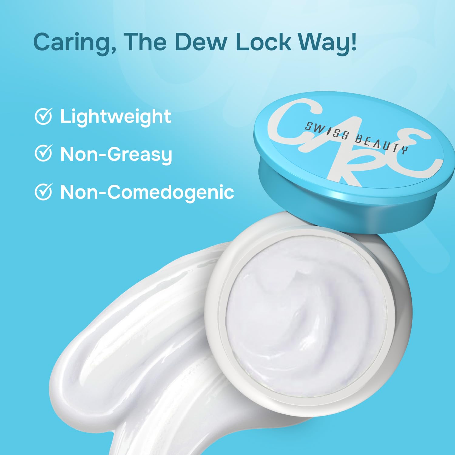 Swiss Beauty Care Dew Lock Day Cream | With SPF 15+++ | 2% Aqua Neo & 1% Centella Asiatica | Hydrates & Soothes | Prevents Sun Damage | 50gm