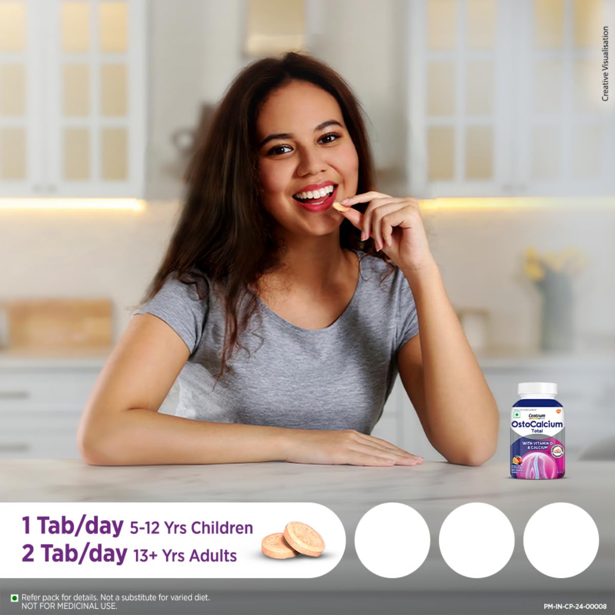 Centrum Ostocalcium Total Chewable Tablets For Women & Men | Vitamin D & Calcium Tablets To Support Strong Bones, Joints & Muscles |30 Tablets