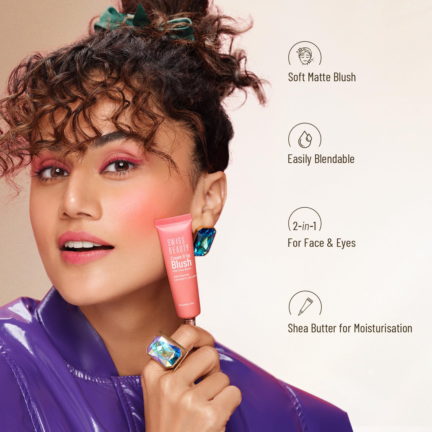 Swiss Beauty Cream It Up Blush | Highly pigmented | Super-blendable | Long-lasting | Enriched with Shea Butter | Multipurpose | Shade-04 Copper Cheeks, 10ml