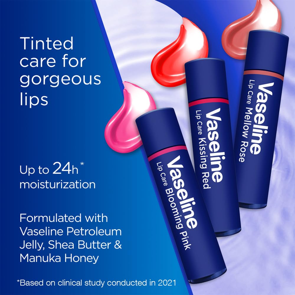 Vaseline Lip Care | Colour+Care Mellow Rose Tinted Lip Balm Stick | up to 24Hr* moisturization | with manuka honey | 3g
