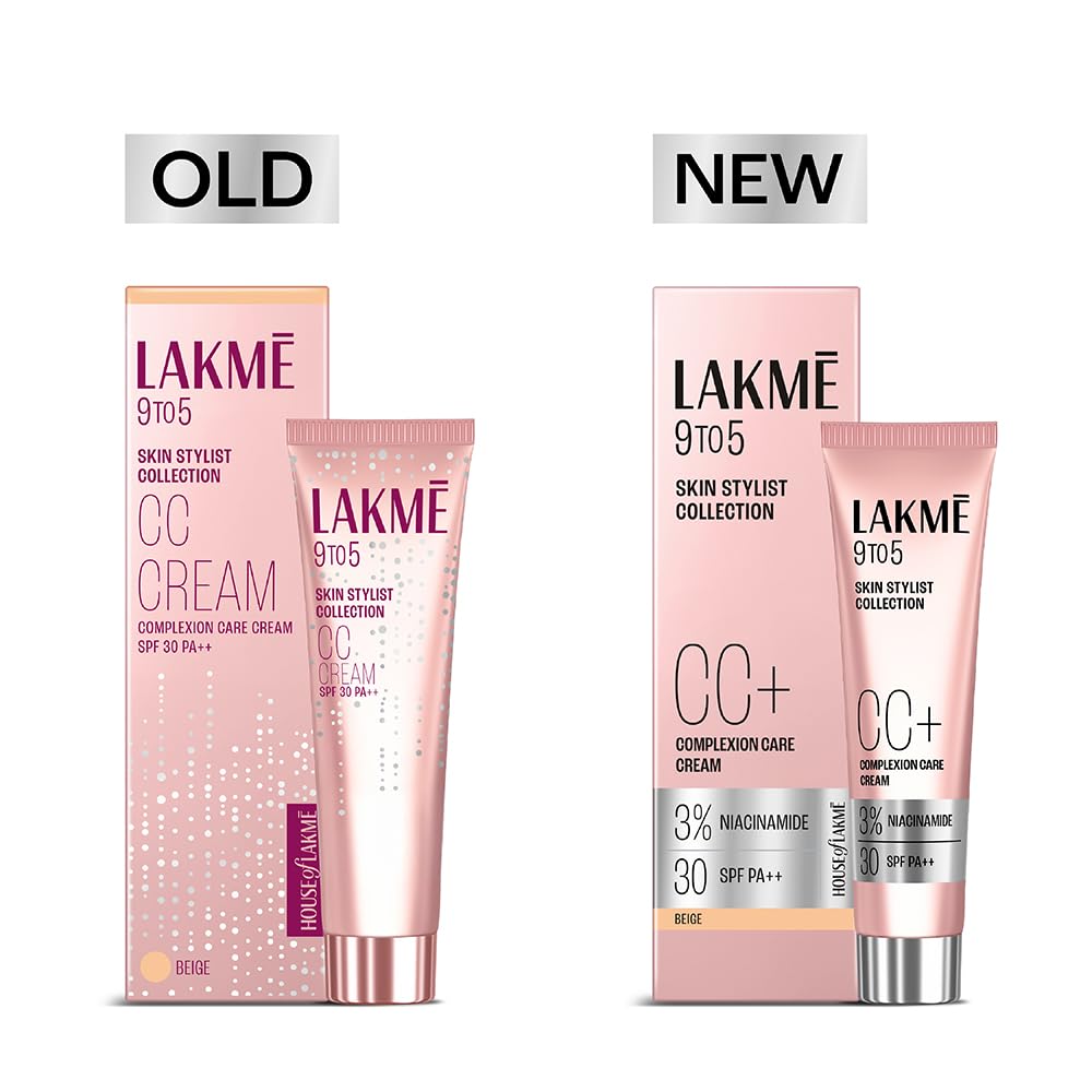 Lakme 9 to 5 CC Cream Beige with 3% Niacinamide Complex SPF 30 PA++| 9g