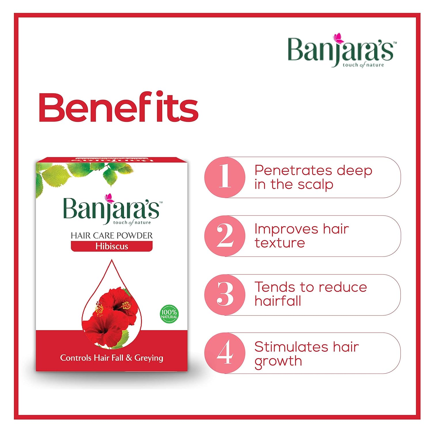 Banjara’s Hair care powder combo (500gm), Hibiscus, Amla, Bhringraj, Shikakai & Methi