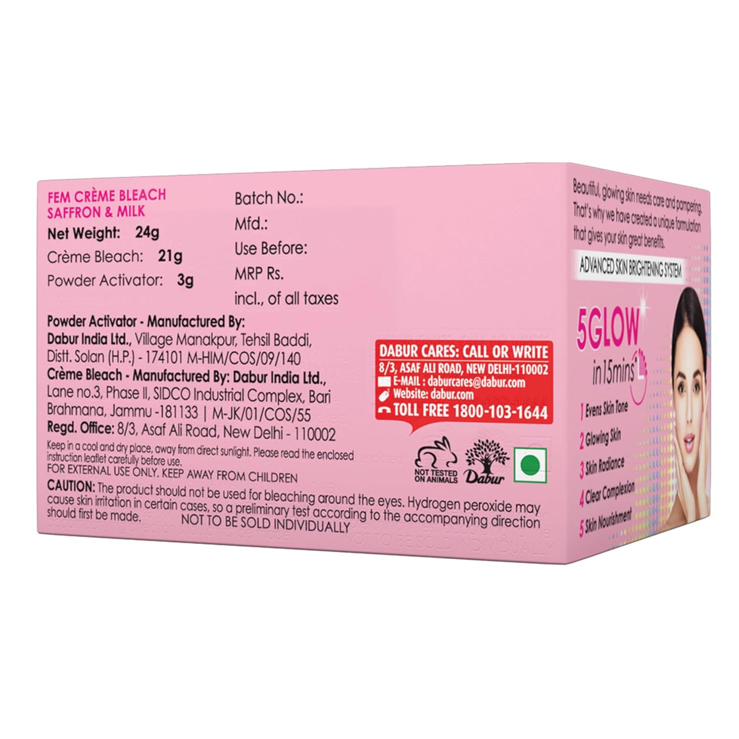 Fem Fairness (Saffron & Milk) Crème Bleach - 24g | Advanced Skin Brightening System