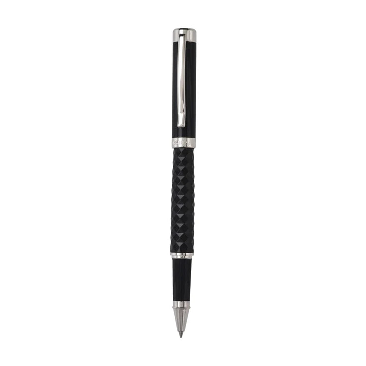 SWISSBRAND Luxe 2514 Black gloss finish Premium composite diamond-shape Rollerball Pen with chrome trim