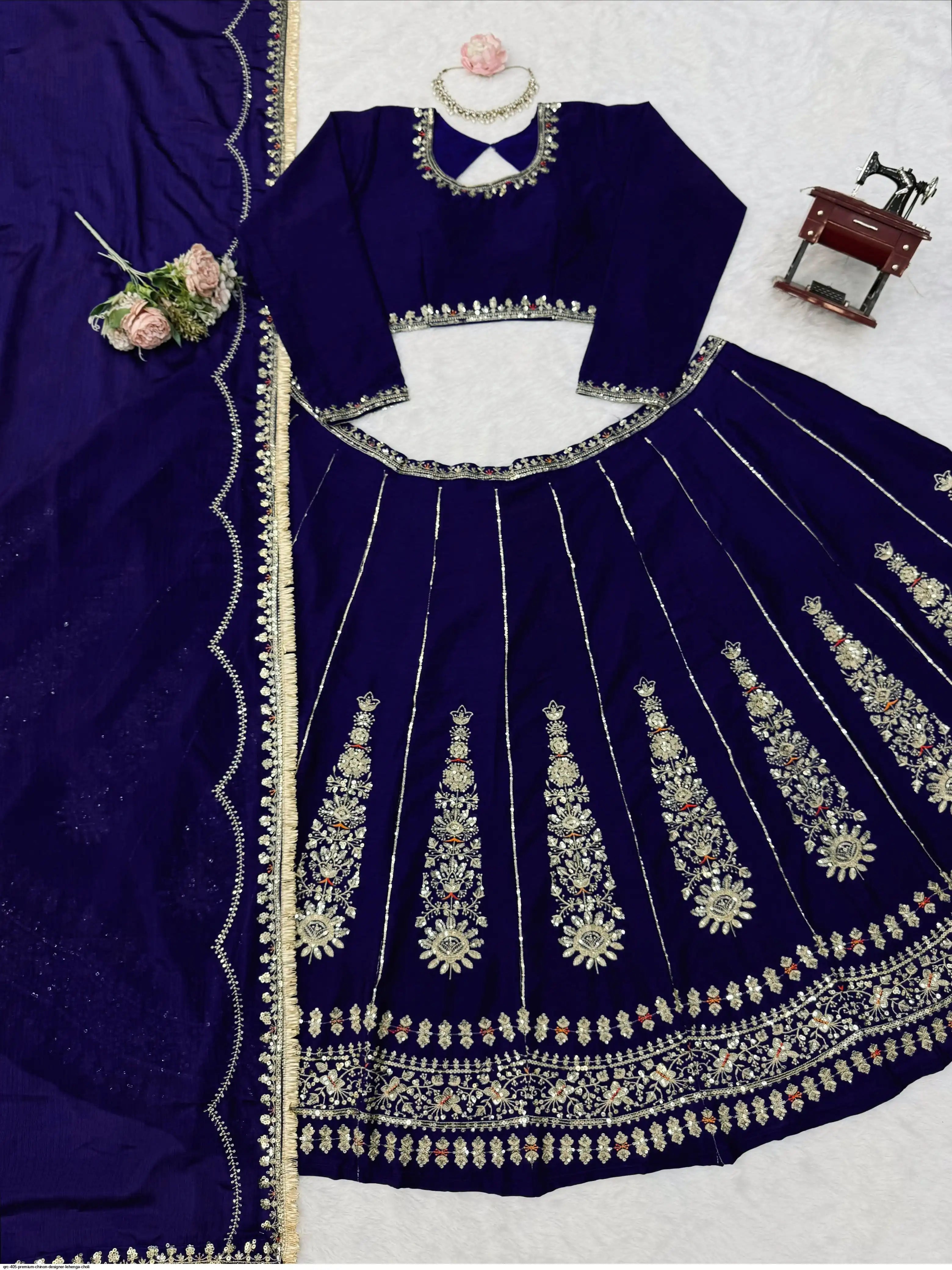 QRC 405 PREMIUM CHINON DESIGNER LEHENGA CHOLI