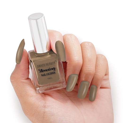 SWISS BEAUTY Stunning Matte Finish Nail Lacquer | Chip Resistant, Quick Drying Nail Paint | Highly Pigmented With High Shine Nail Polish | Shade - Dark Meet, 10ml